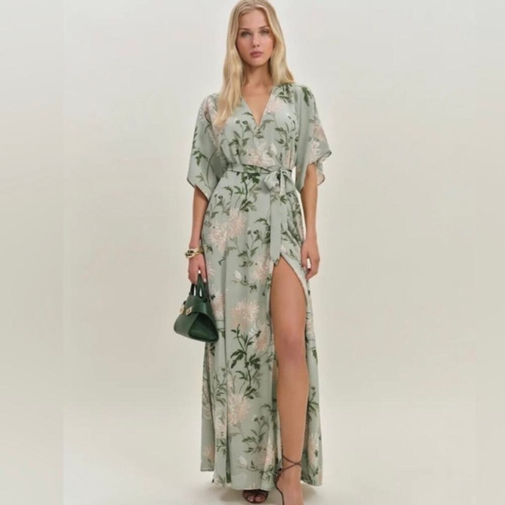 Reformation Womens Medium Winslow Midi Dress Wedding Guest Wrap Dress Floral